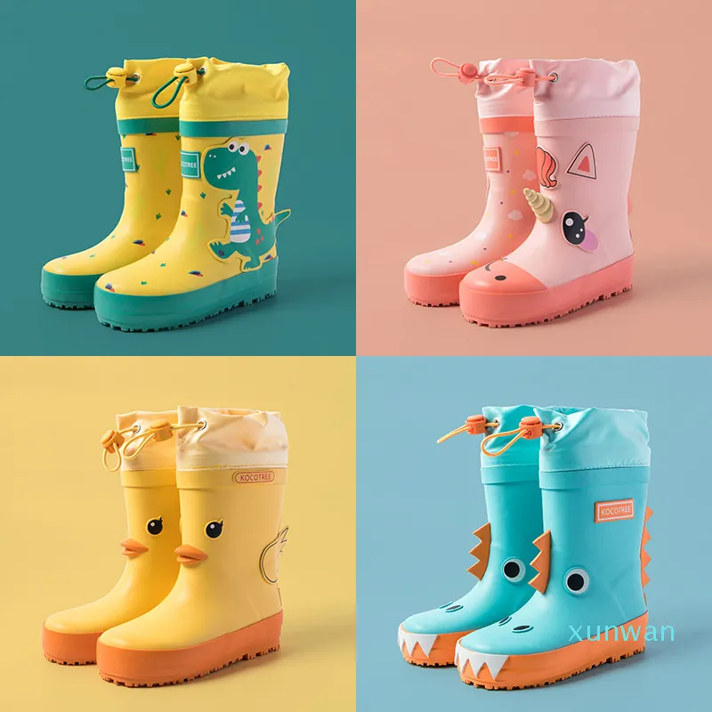 Unicorn dzieci Buty Rain Boy Boy Girl Wodoodporne buty Cartoon Drukowane Moda Dzieci Gumowe buty z łydką wodoodporną pokrywą