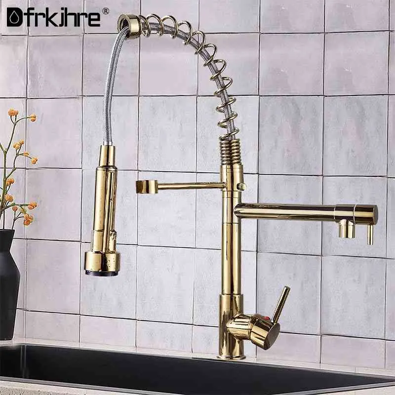 Faucet de cozinha LED Orb Chrome Gold FinishPull Down Torneira e Misturador Frio Taps Único LED Spout Plate Spray 210724