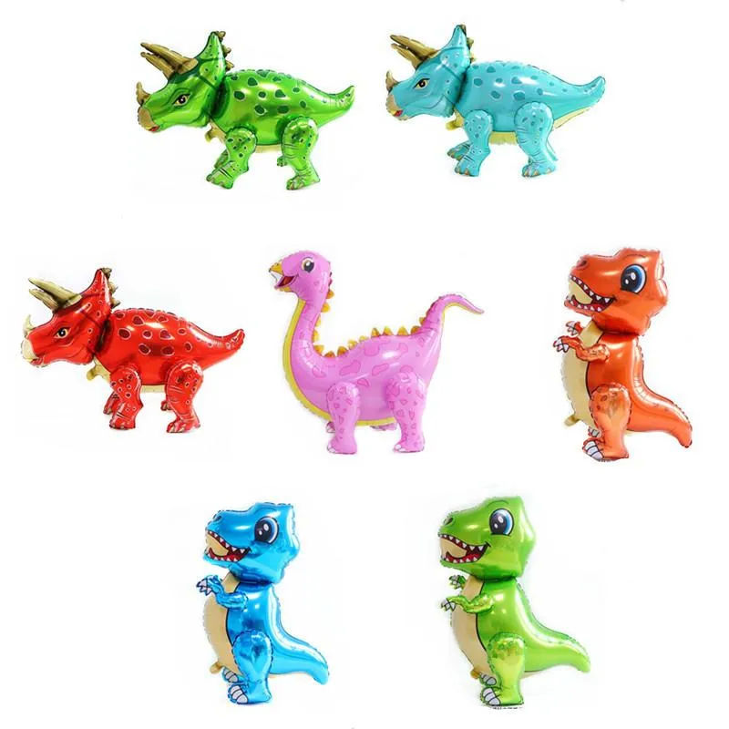 2 Palloncini A Forma Di Dinosauro In Lamina 78x86 Cm: Palloncini Per Feste A Tema, Compleanno Bambini, Decorazioni In Alluminio (Verde) - 2