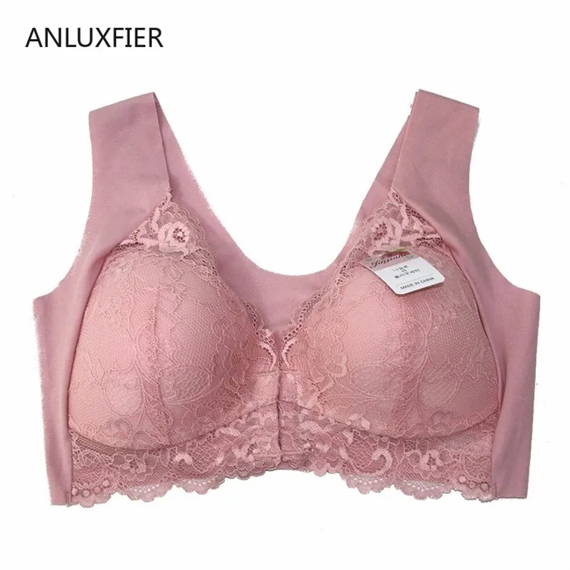 H9678 Full Cup Bra Lingerie Women Comfortable Sexy Lace Underwear Front Buckle Non-adjusted Straps No Steel Ring Breathable Bras 210728