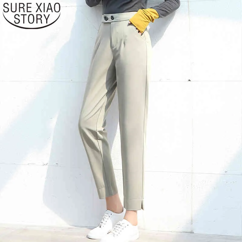 Capris Spring Women Black Harem Pencil Pants Casual Suit Loose Solid OL Style Plus Size High Waist Trousers 8515 50 210508