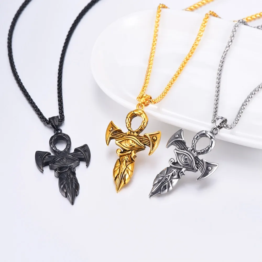 Collana Ciondolo Croce Ankh Acciaio Simbolo Di Antico Egitto Amuleto - Foto 4