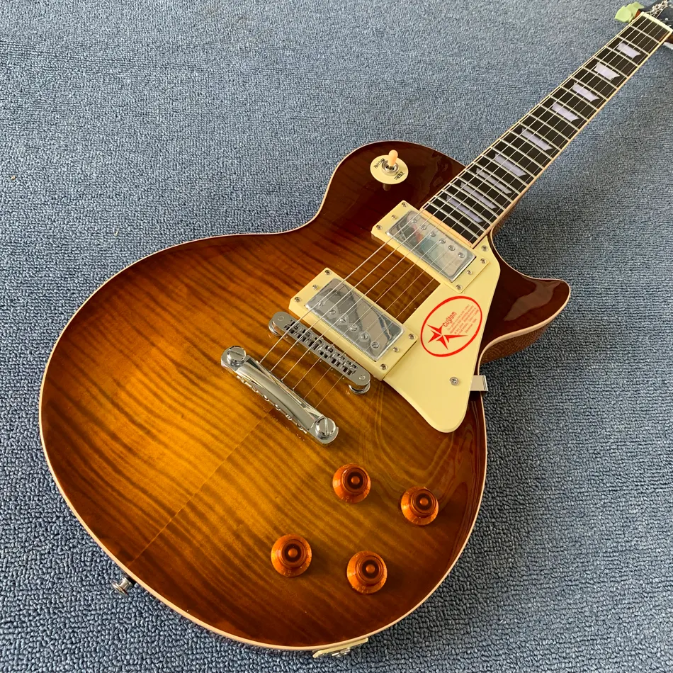 Guitarra Eléctrica modelo Tiger Flame LP 1959 R9, instrumento sin carcasa  dura, estándar, tienda personalizada, envío gratis|Guitarra| - AliExpress