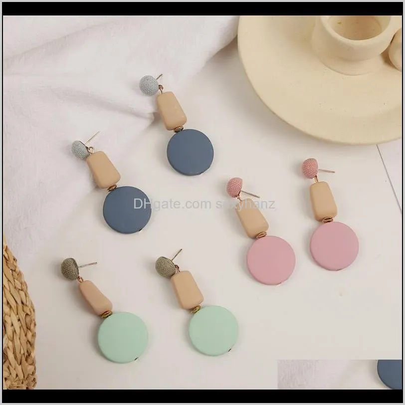 korean style female fashion round square geometric drop earrings for women trendy acrylic dangle earring ladies party jewelry &