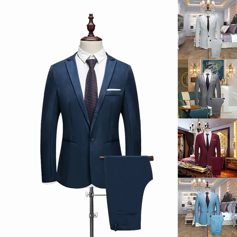 SHUJIN New Male Wedding Prom Suit Green Slim Fit Tuxedo Men Formal Business Work