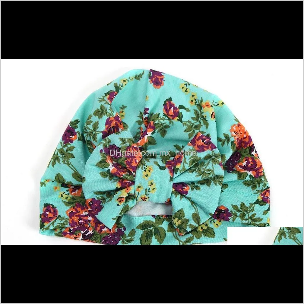 hot sell baby hat newborn floral baby cap kids girl bowknot soft cotton beanie hat head circumference baby accessories