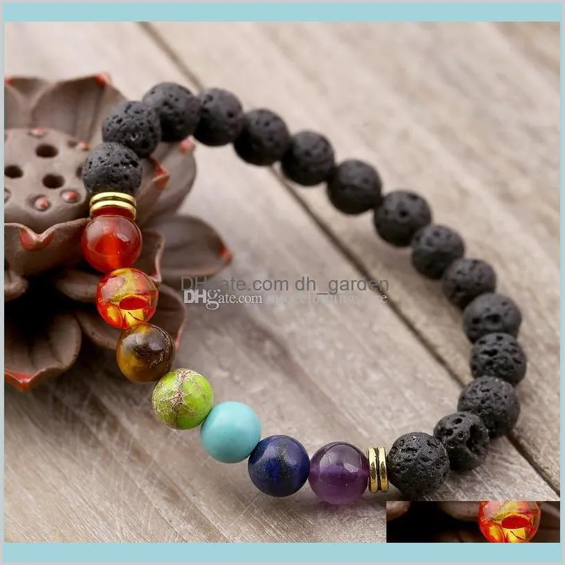 7 chakra bracelet stones natural  oils self confidence holistic aromatherapy lava stone mala meditation bracelet