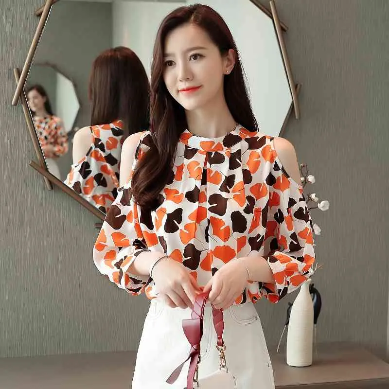 Hombros Descubiertos Blusa Gasa Mujer Blusas Con Volantes Blusa