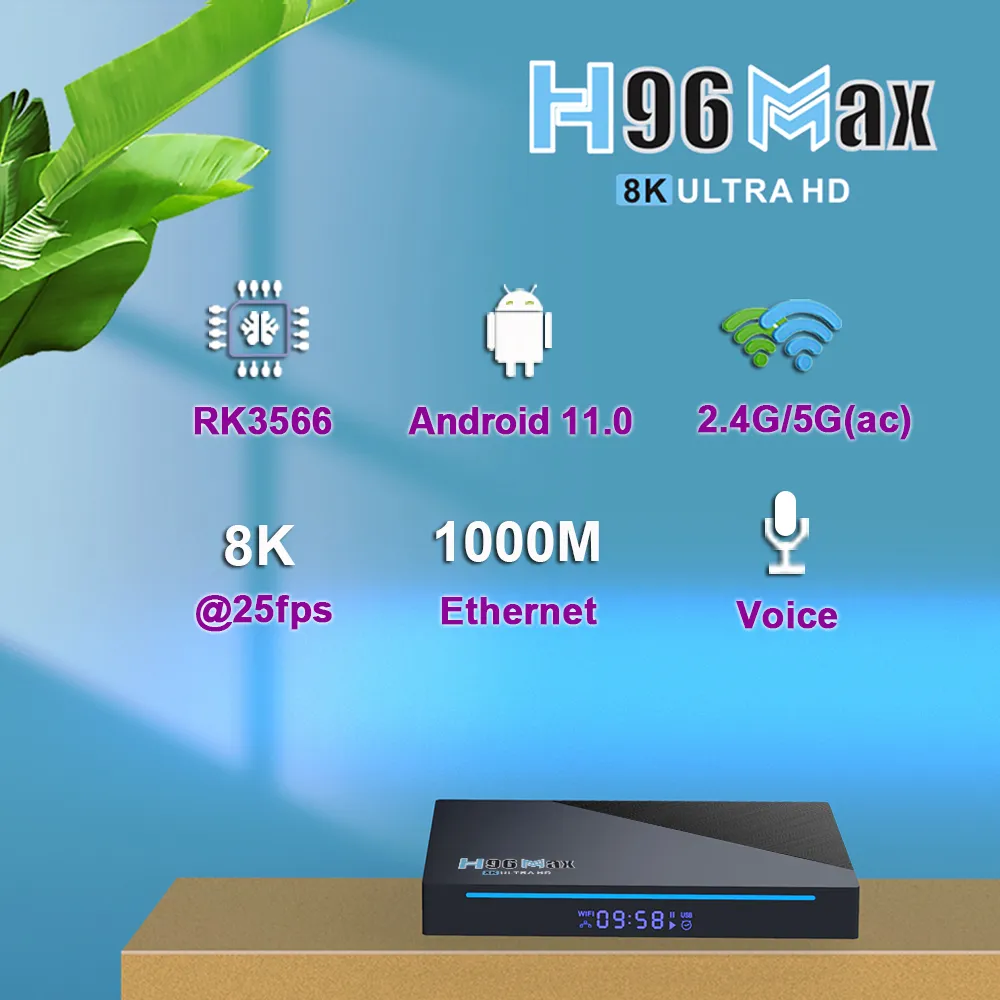 H96 Max RK3566 TV Box 3566 Android 11 8GB RAM 64GB ROM-stöd 1080p 8K Google Spela YouTube H96MAX Media Player 4G 32G