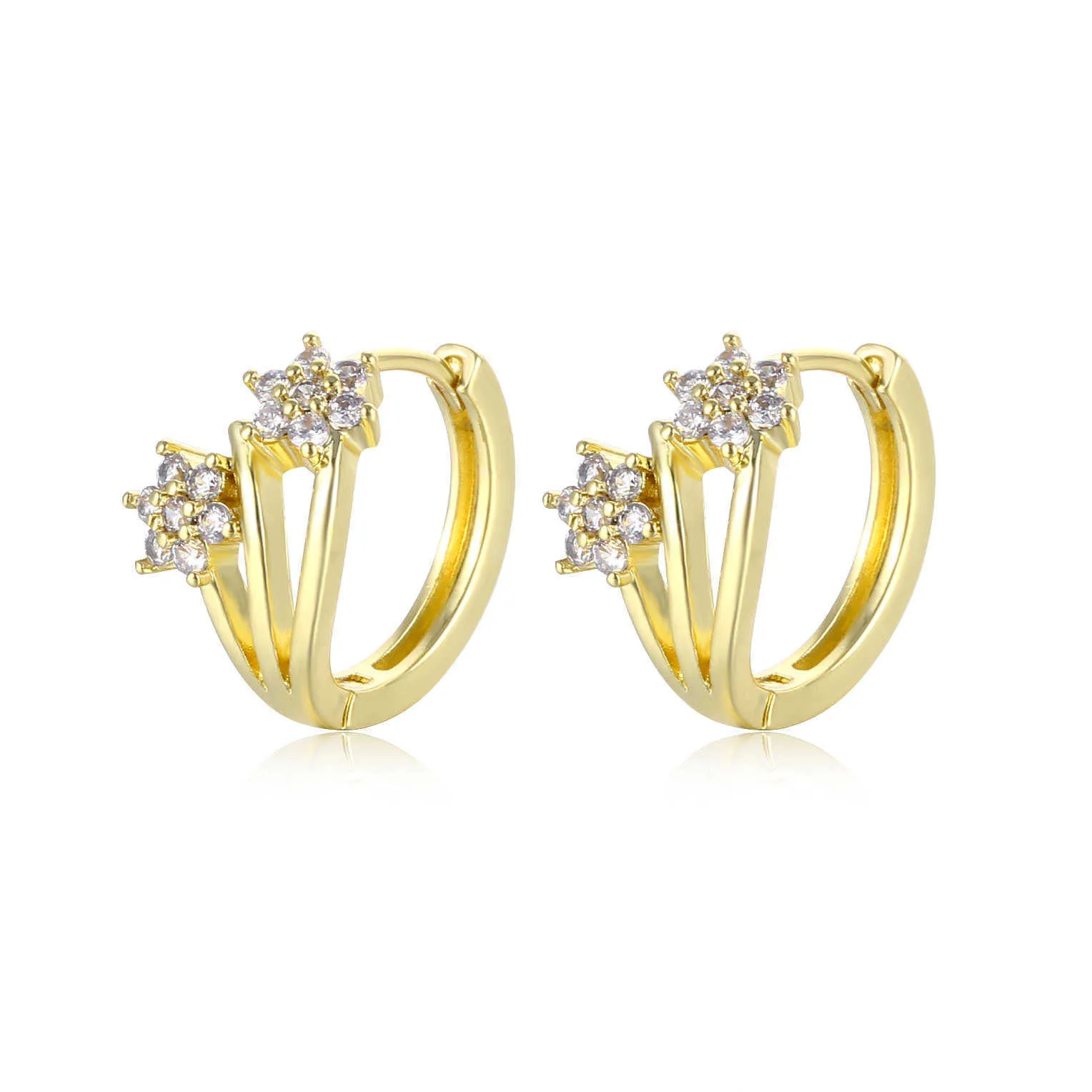 Damen-Ohrstecker, Kristall-Schmuck, sechseckige Stern-Ohrringe mit Zirkon, leuchtende Stern-Ohrringe, Damen-Ohrringe mit eingelegtem Gold und versilbert