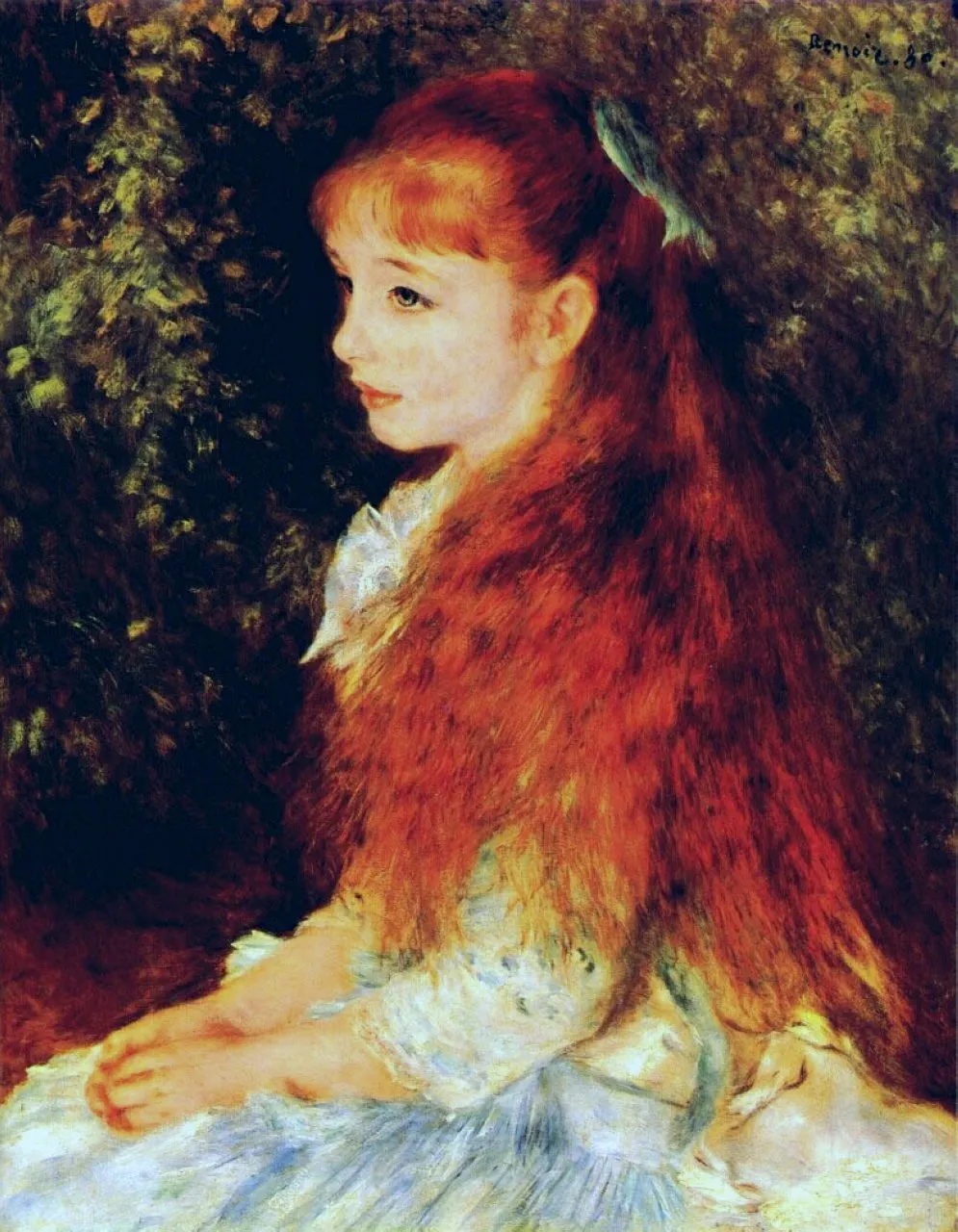 MLLE Irene Cahen d'Anvers, 1880 por Pierre-Auguste Renoir Pintura a óleo Reproduções sobre Canvas Handpainted Art Wall Home Decor para sala de estar Office não enquadrado