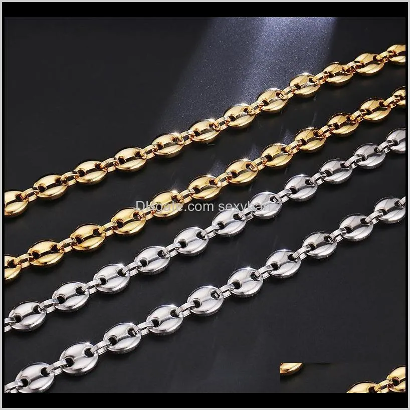 2021 New Fashion Coffee Bean Necklace for Men Stainless Steel Pig Nose Necklace 18KGP Hip Hop Jewelry&Accessories for Party Gift