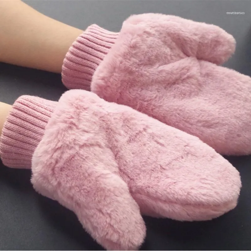 Women Winter Warm Knitted Thickened Stretchy Mittens Gloves Female Thermal Casual Covered Finger Halter #p31