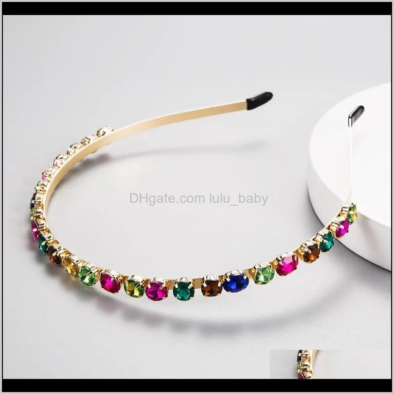 high-grade fan alloy inlaid glass rhinestone color diamond hair band female ins style temperament super flash full diamond head band