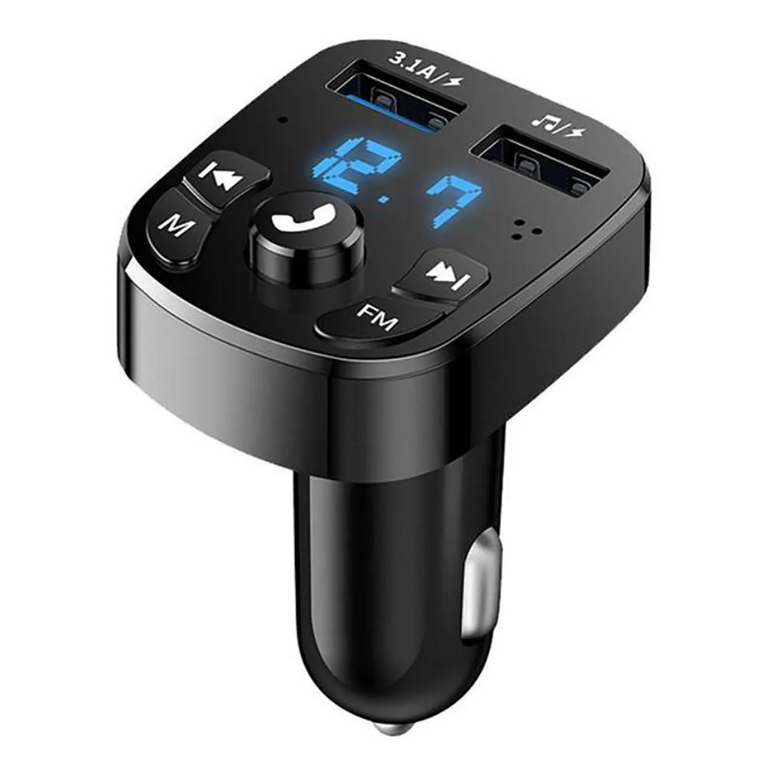 Kit vivavoce per auto Bluetooth senza fili Kit di accessori per auto Trasmettitore Fm Caricatore doppio USB Vivavoce per auto Bluetooth Lettore Mp3