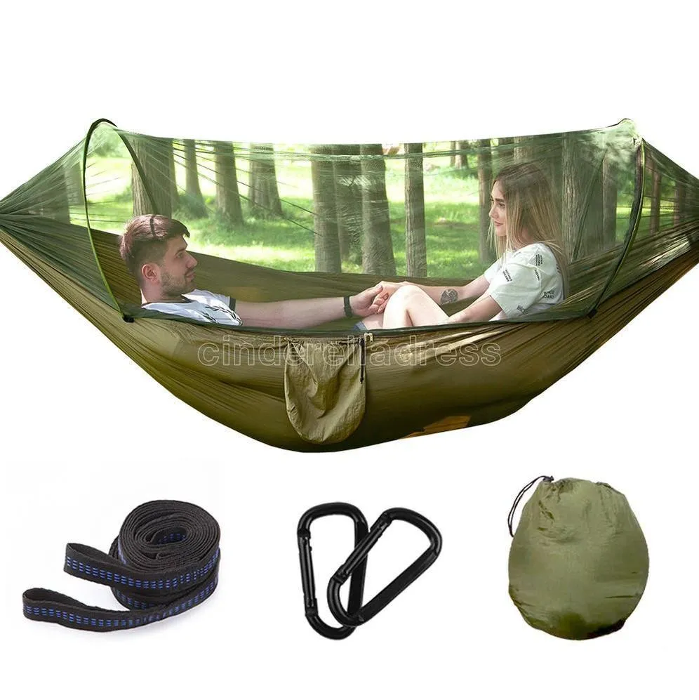 Tendas de Árvores 2 Pessoa Fácil Carregar Rápido Rápido Abertura de Abertura Hammock com Red Nets Verão Outdoors Air Tendas Fast Shipping Bes121