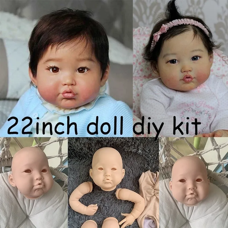 Reborn-Kit, 22 Zoll, lebensechte Babypuppen-Kit, echtes Soft-Touch-Vinyl, unbemalt, unvollendete Puppenteile, DIY-Rohling-Puppen-Kit, Kinderspielzeug