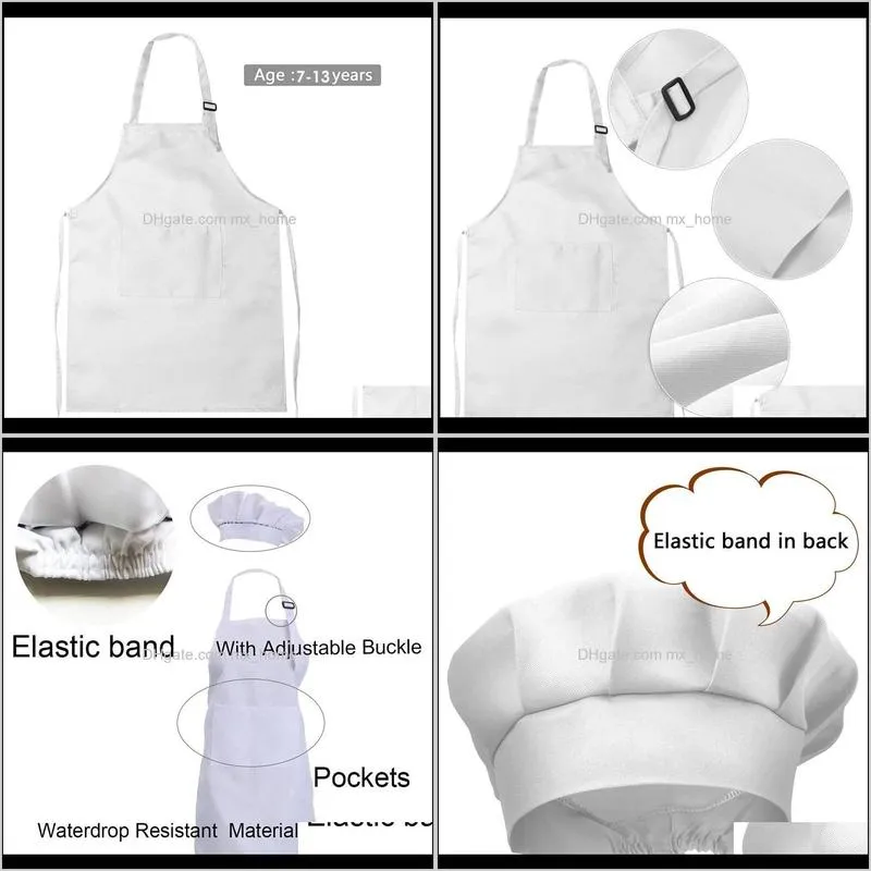 6-piece children`s apron and chef hat set adjustable children`s kitchen apron for cooking and painting