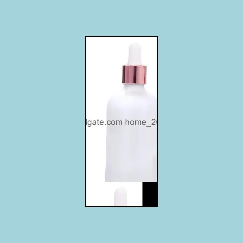 Clear Frosted Glass Essential Oil Perfume BottleLiquid Reagent Pipette Dropper Bottle with Rose Gold Cap Essential Oil Perfume Bottle