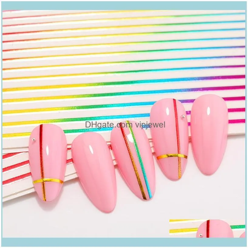 Gradient Stripe Wave Lines 3D Nail Art Stickers Self Adhesive Multi-size Transfer Decal Nail Accessories for Nail Decoration