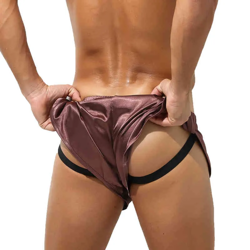 Calcinha do Homem Underwear Boxers Respirável Homme Boxer Pijamas Lateral Split Cabecimentos Sólidos Tronco De Tronco Confortável Sleepwear H1214