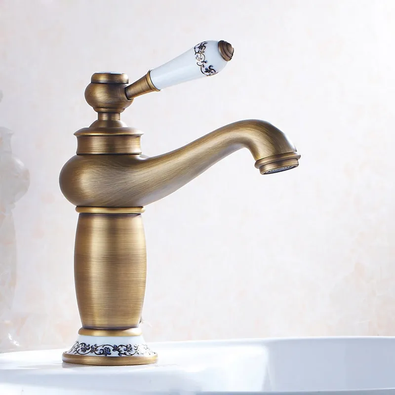 Anious Ceramic Basin Mixer Taps Латунные одноручние Винтажная ванная комната для ванной комнаты для ванной комнаты Смонтирована на одну дыру