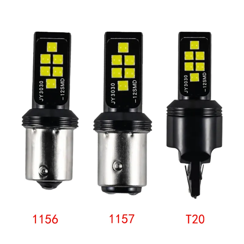 4Pcs/Lot Super Bright Lights 1156 1157 T20 7440 7443 3030 12SMD LED Bulbs Car Turn Signal Light Auto Brake Lamp Taillights12V