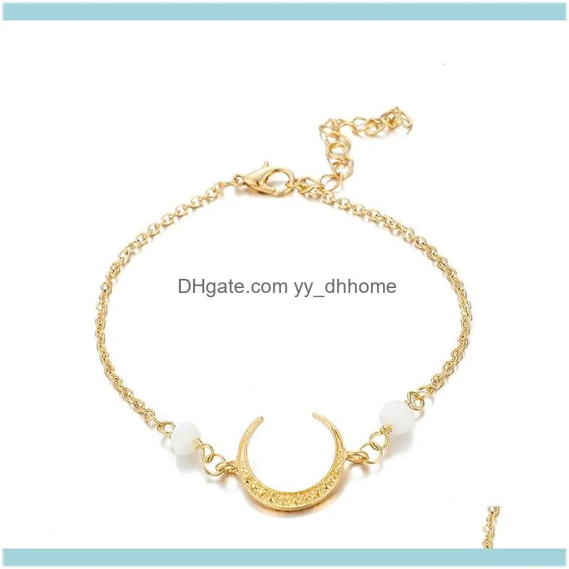 Link, Chain 4 Pcs/set Gold Color Moon Star Geometry Acrylic Bracelets For Women Boho Bangle Set Party Jewelry Wholesale