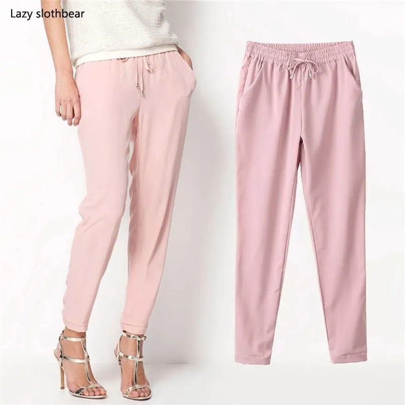 Spring women's trousers, harem pants, seven-color elastic waist women's trousers, lace-up casual women's pants, product 211105