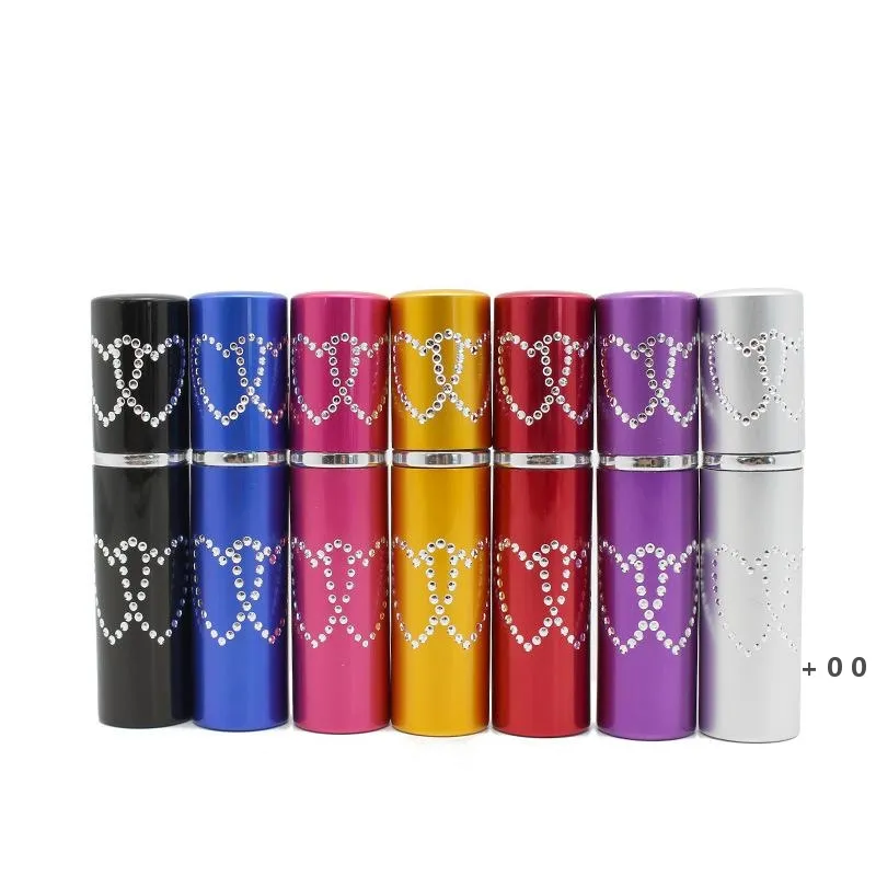 5ml Refillerbar Aluminium Atomizerflaskor Portabel flytande behållare Kosmetik Mini Dubbel Hjärta Spray Alcochol Tom flaska ZZB12439