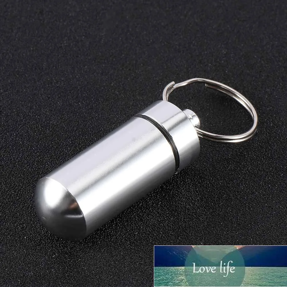 Mode étanche en aluminium pilule argent ID boîte coffre-fort étui porte-clés porte-clés