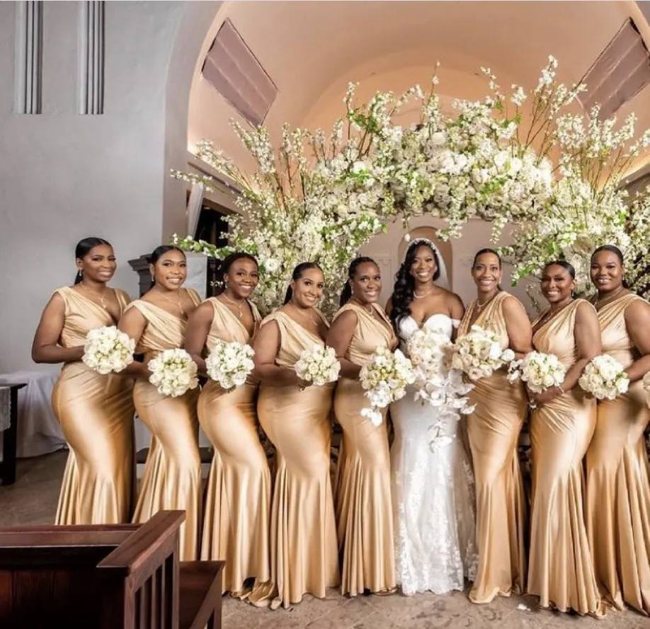 gold bridesmaid dresses