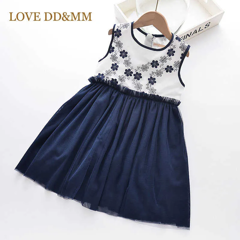 Love DDMM Girls Girls Princess Pressess мода вышивка цветочные сетки платье одежда детская одежда детские повседневные костюмы 210715