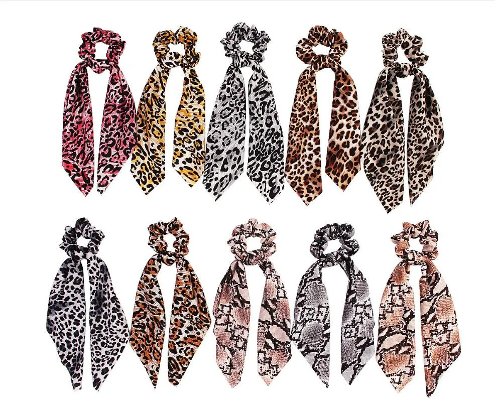 2021 nuovo 20 pz/lotto Del Serpente Del Leopardo Floreale Dot Stelle Filanti Scrunchies Dei Capelli Delle Donne Sciarpa Elastico Dei Capelli Dell'arco Corda Del Nastro Della Fascia ragazze Accessori Per Capelli