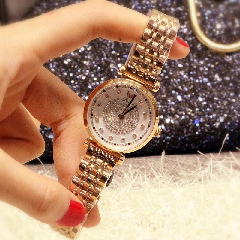 Luxury Crystal Dimond Quartz Silver Diamond Watch Womens Set With