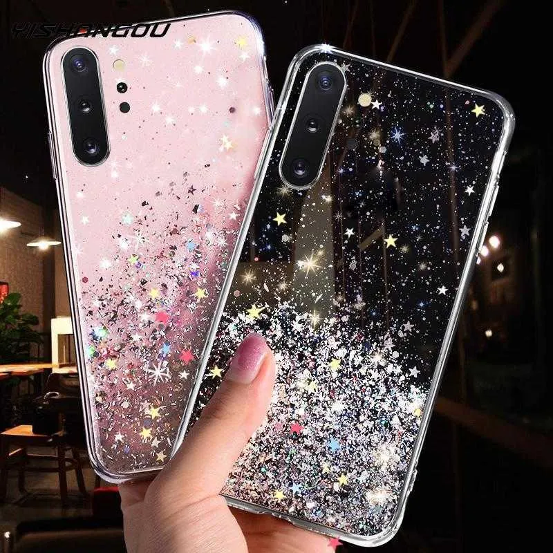 Glitter Star Case dla Samsung A51A71 A70 A50 A21S A31 Uwaga 20 S10 S9 S8 Plus S10E S20 FE S21 Plus Ultra A52 A72 A32 Cover