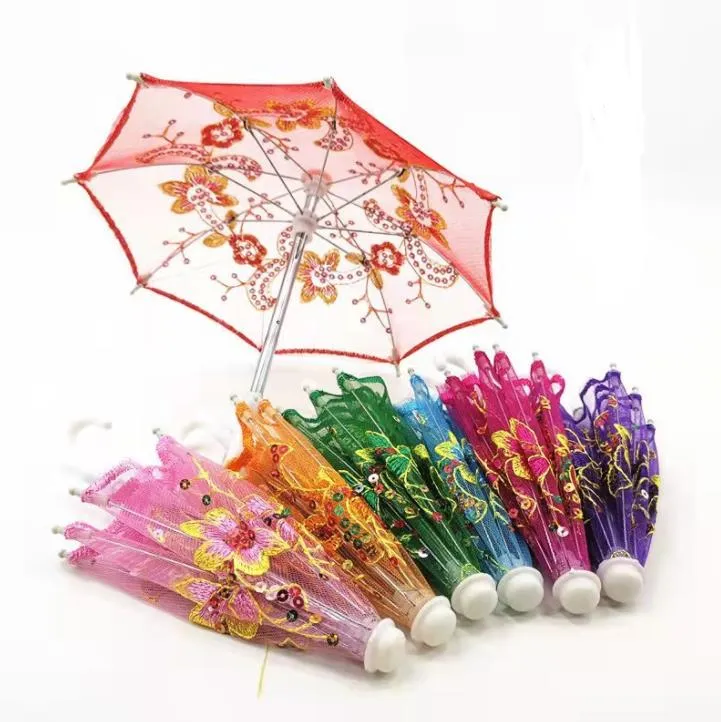 Mini Small Umbrella Children Dancing Props Craft Lace Embroidery Umbrella Stage Performance Party Favor Gifts SN6274