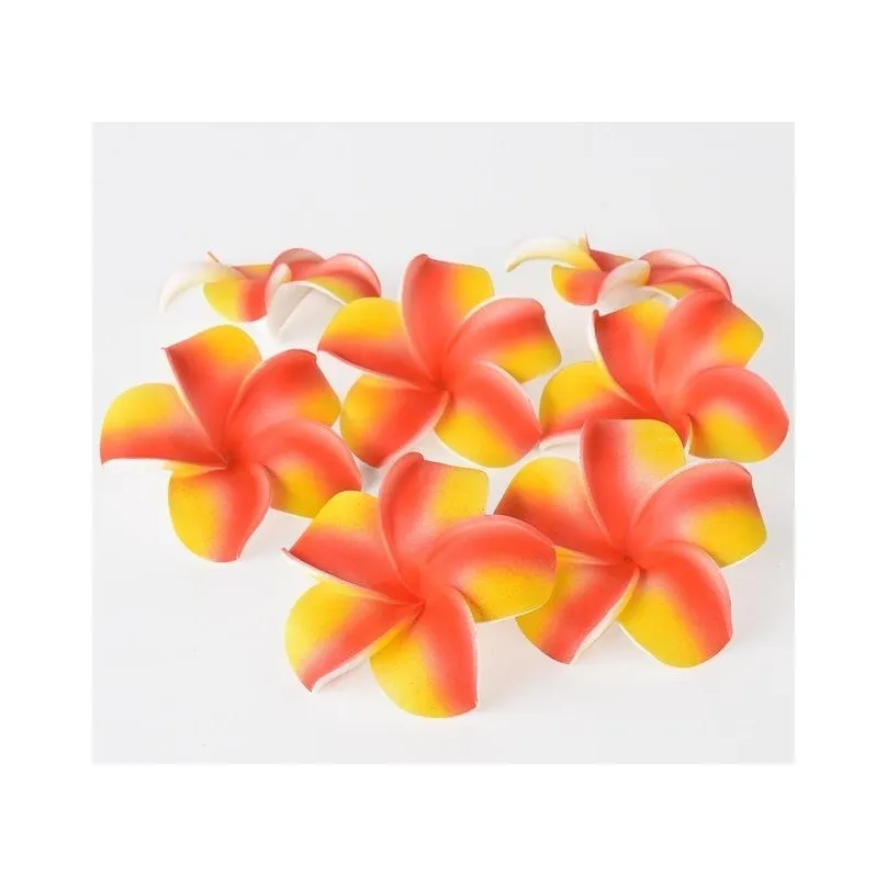 100pcs 7cm wholesale plumeria hawaiian foam frangipani flower for wedding party hair clip flower bouquet decoration