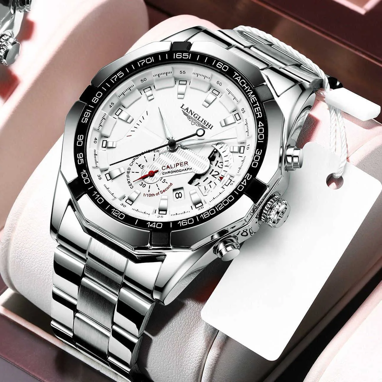 LANGLISHI 2020 Neue Uhren Männer Luxus Marke Chronograph Männlichen Sport Uhren Wasserdicht Edelstahl Quarz Männer Uhr X0625