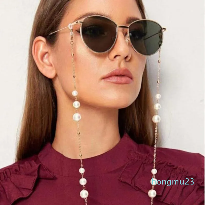 Huanzhi 2021 New Personality Pearl Metal Catena Catena Cool Trend Anti-Lost Occhiali da sole Occhiali da sole Catena per le donne Accessori per gioielli1