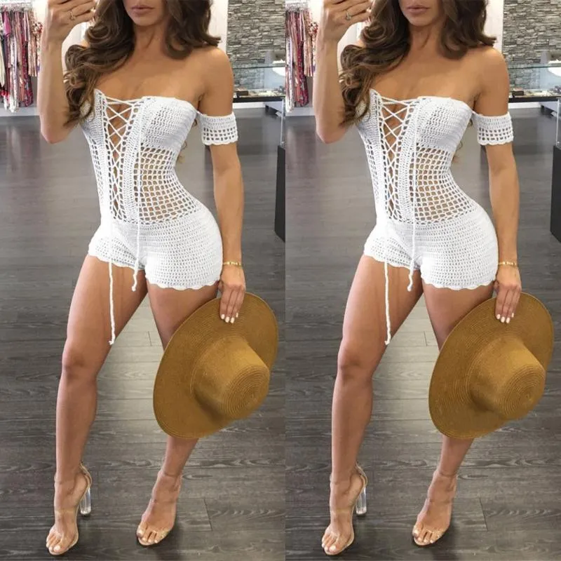 Handmade Bodycon Knit Crochet Jumpsuit Sexy Crochet Beachwear In White 2021 From Pipixiai 18.16 DHgate.Com