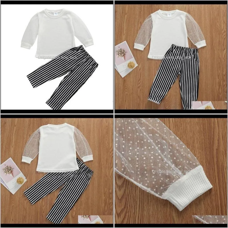 2020 Baby Summer Clothing Infant Kids Baby Girls 1-6T 2Pcs Set Clothes Perspective Sleeve Sun Protect Tops Shirt Striped Pants