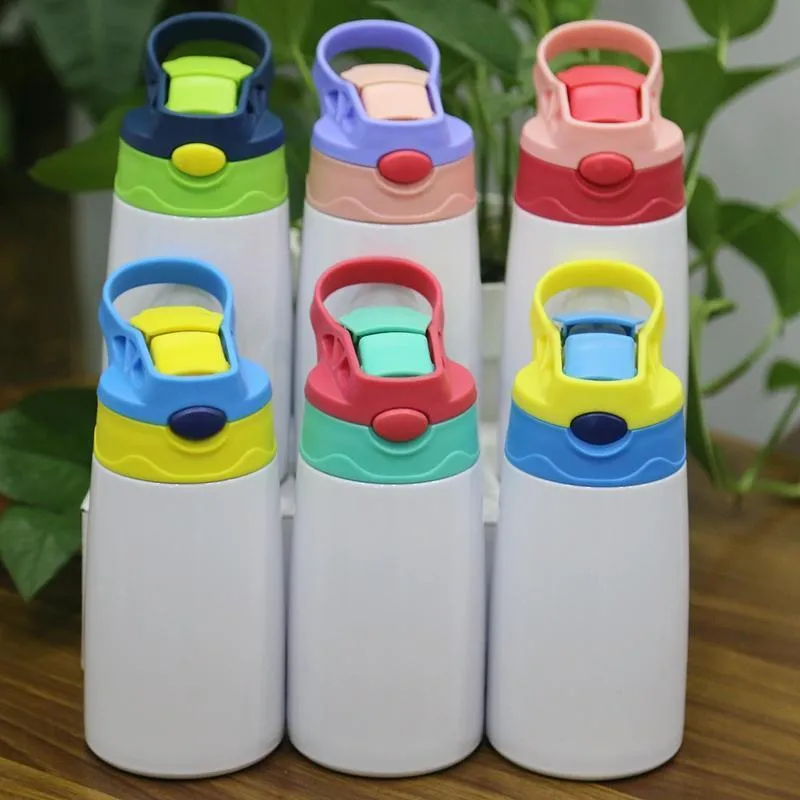 Sublimation Water Bottle Straight Tumbler Stainless Steel Sippy Cup 350ml Straw Cups High Quality for kids DIY 12oz