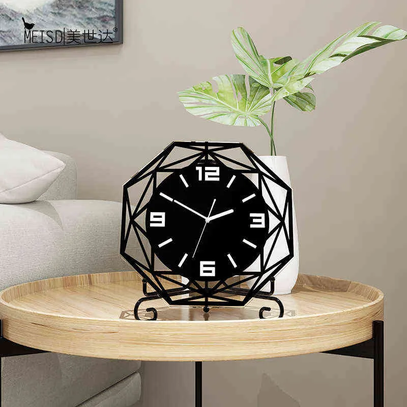 Creative Table Clocks Modern Design RPET Acrylic Desk Klockklocka För Hem Vardagsrum Dekoration Hantverk Present 211112
