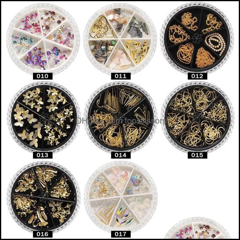 Nail Jewelry AB Rhinestones Rivets Butterfly 6 Grids Mixed Turntable Sequins Decoration Art Decorations1