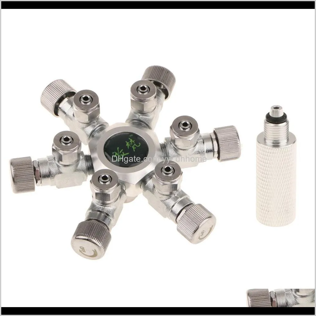 stainless steel aquarium tank co2 splitter regulator distributor needle solenoid check valve with 4/6 way outlets