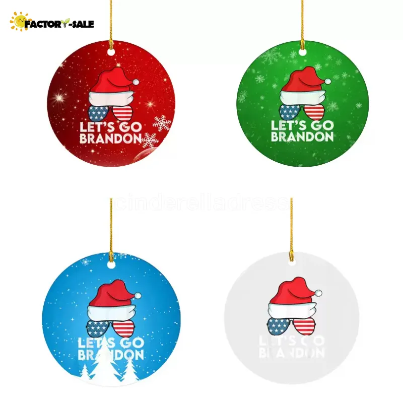 DHL Lets Go Brandon Christmas Tree Hanger Acryl Tag Home Holiday Decoration 4 Colors FN17