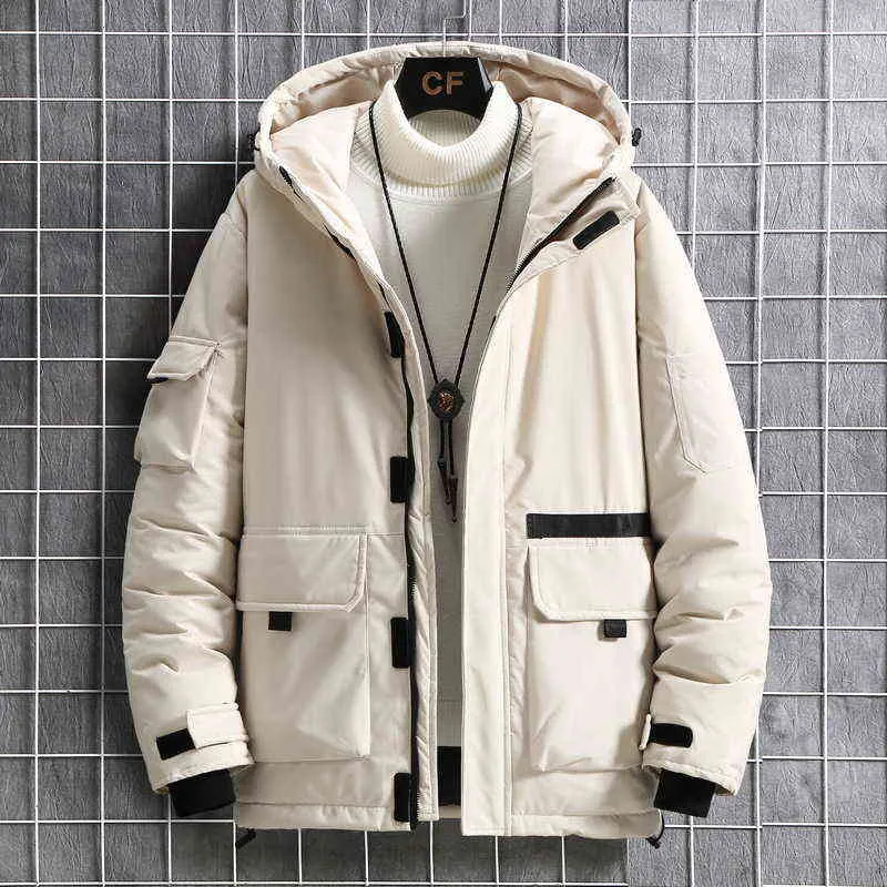 Hommes blanc canard doudoune Parka couverture neige marque extérieur épais chaud hiver vêtements de travail vestes hiver veste 4xl Y1103