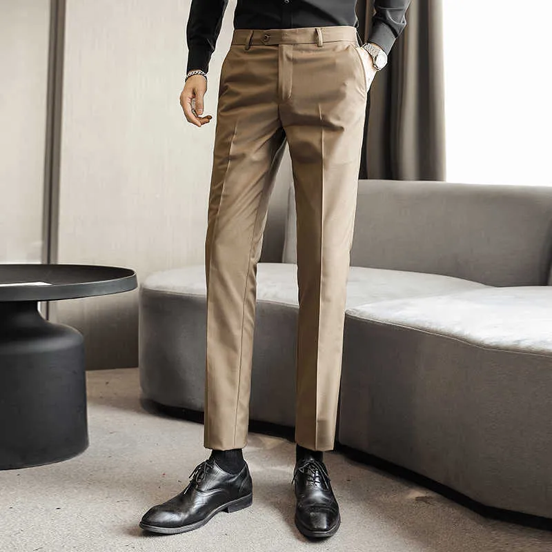 Spodnie biznesowe Dress Mężczyźni Formalne Biuro Spodnie Spodnie Social Suit 10 Kolory Casual Slim Fit Spodnie Kostium Homme Plus Size 29-40 210527