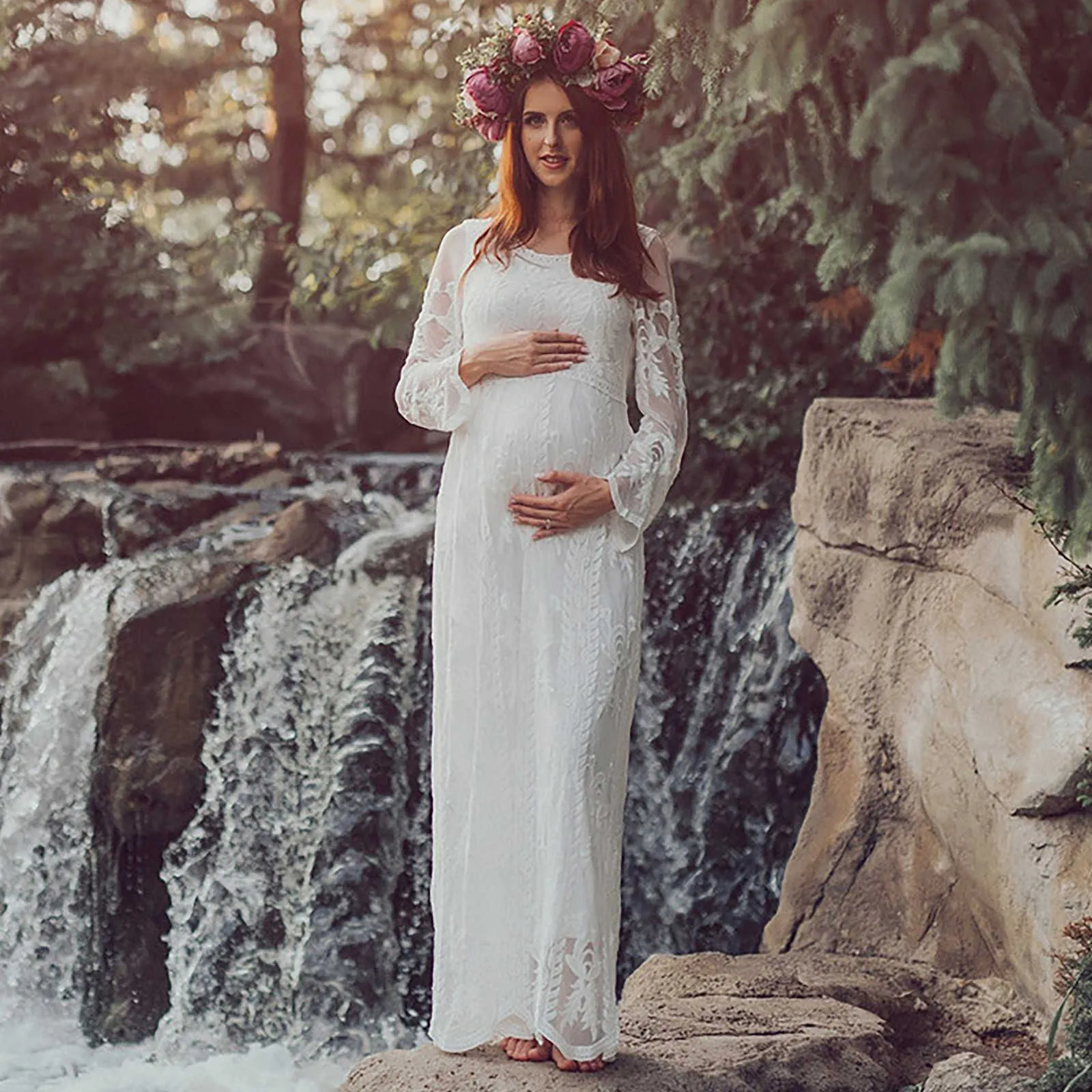 White lace sale dress pregnancy